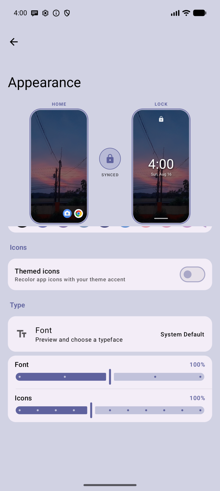 Fonts and icon size