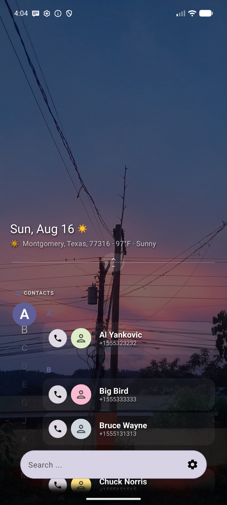 Contacts page