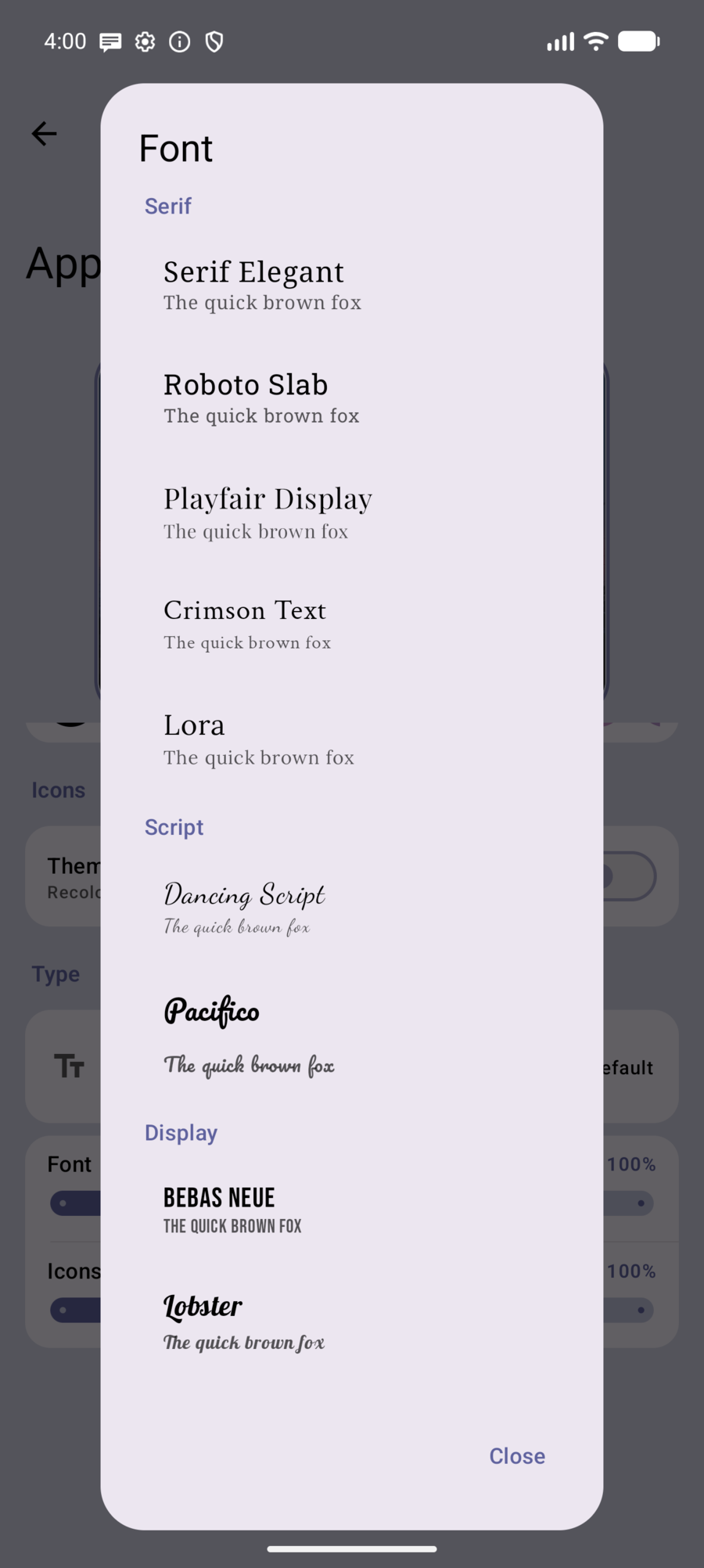 Font picker