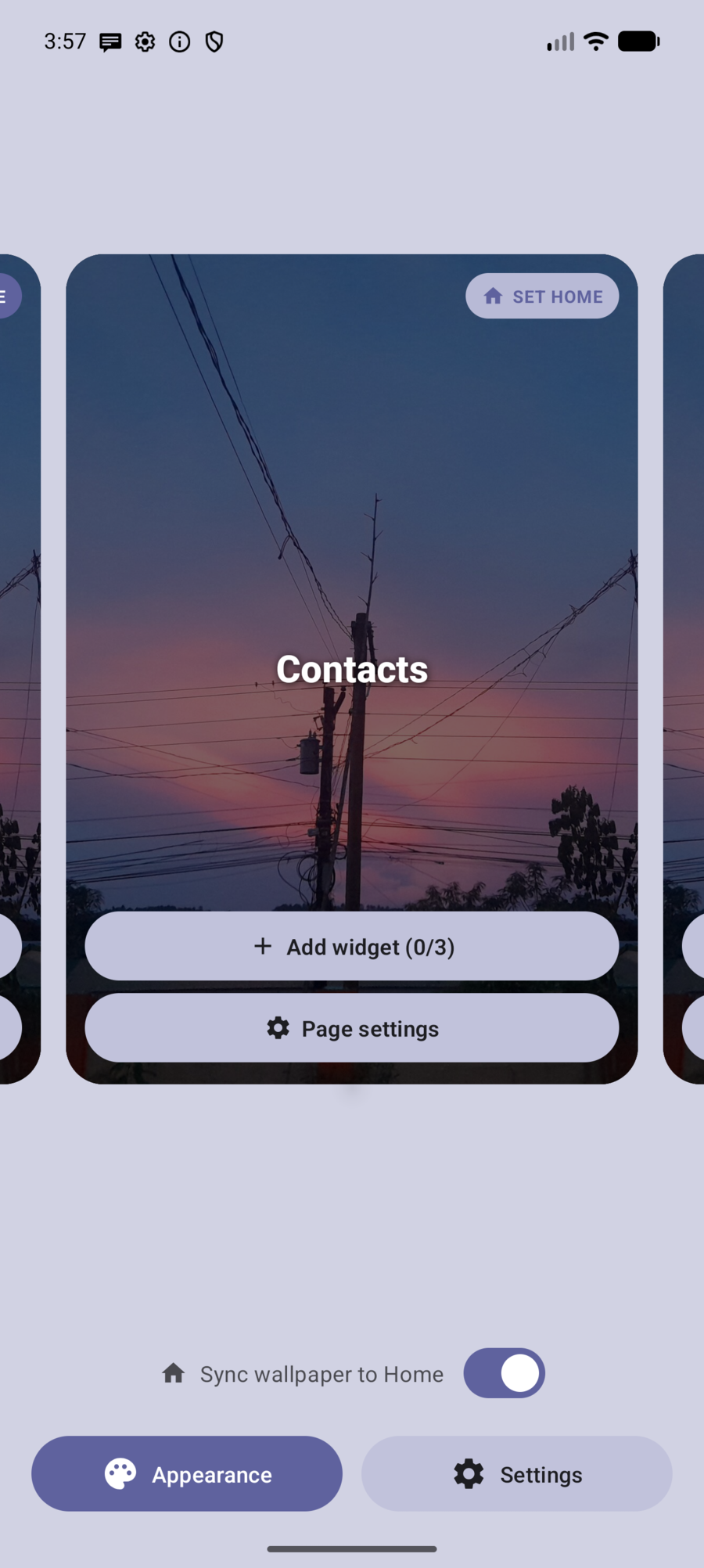 Page overview on Contacts